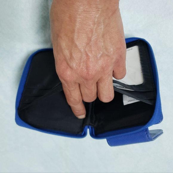 Billfold Card Slot Hand Palm Size Small Zip Close PVC Vinyl Clutch Wallet Purse - Picture 9 of 15